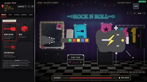 Frontier: Paint with the demo guitar separated into its parts.